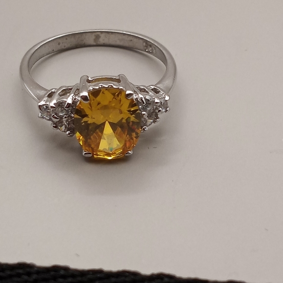 Canary Yellow Stone CZ Sterling Silver Ring - Picture 3 of 9